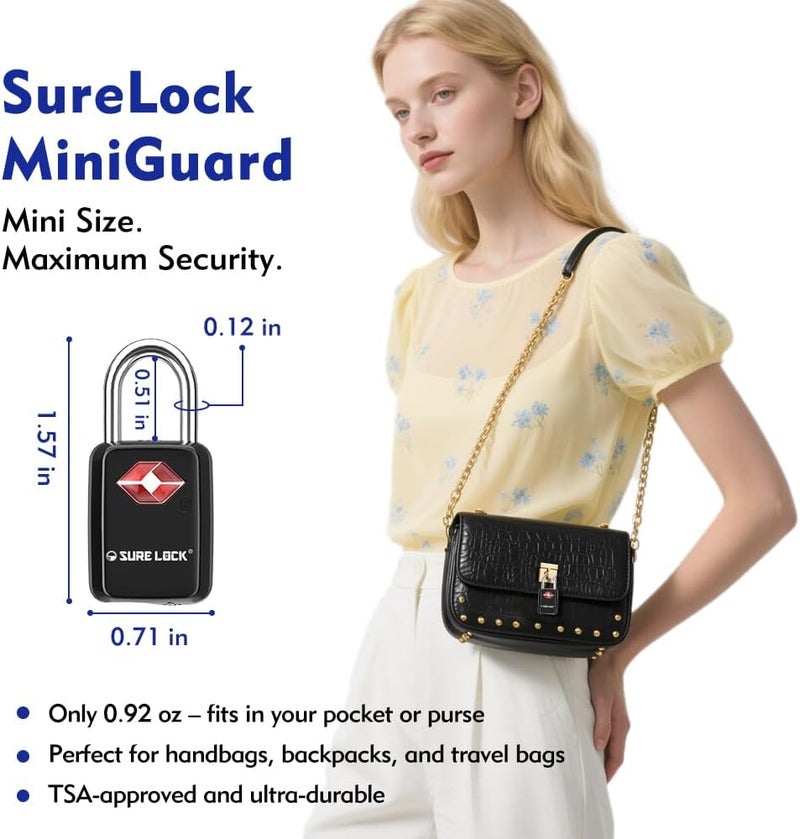 SURE LOCK TSA Approved Luggage Locks Mini Size Lock with Keys for Travel, Zinc Alloy Body with Steel Shackle, Key Alike, Key Alike in The Same Package - Image 3